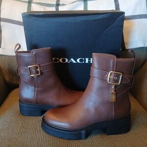 Coach Brown Leather Ankle Boots
